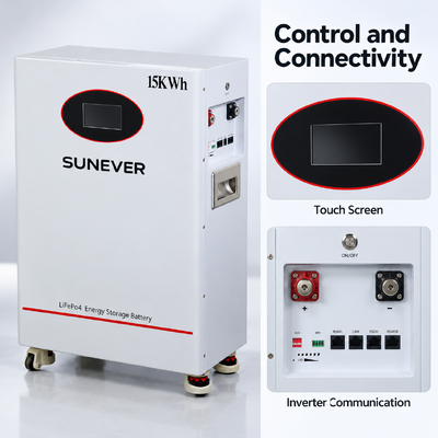 SUNEVER TD-15 51.2V 300Ah LiFePO4 Bateria de armazenamento solar 15.36kWh 200A CAN RS485