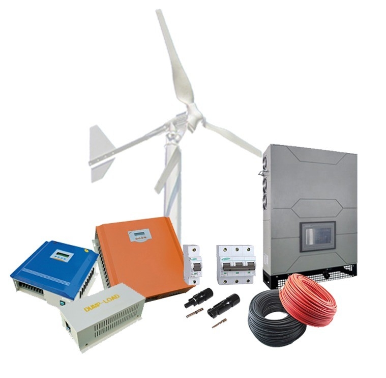 1KW/2KW/3KW Sistema de energia eólica de gerador de turbina doméstica com controlador híbrido solar eólico