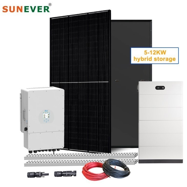 Tempo de trabalho 24 horas 6kw 8kw 10kw Bateria híbrida de chumbo-ácido Sistema de energia solar para casa