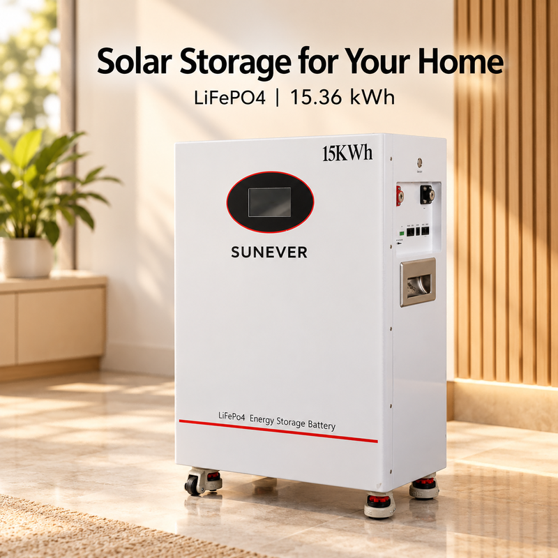 Bateria Solar SUNEVER TD-15 15kWh para Backup Residencial 51.2V 300Ah LiFePO4 de Piso